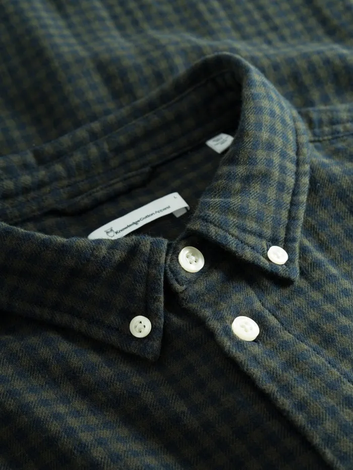 KnowledgeCotton Apparel Shirts Regular Fit Double Layer Checkered Shirt Green Check 8211 Men KnowledgeCotton Apparel Shirts Regular Fit Double Layer Checkered Shirt Green Check 8211 Men