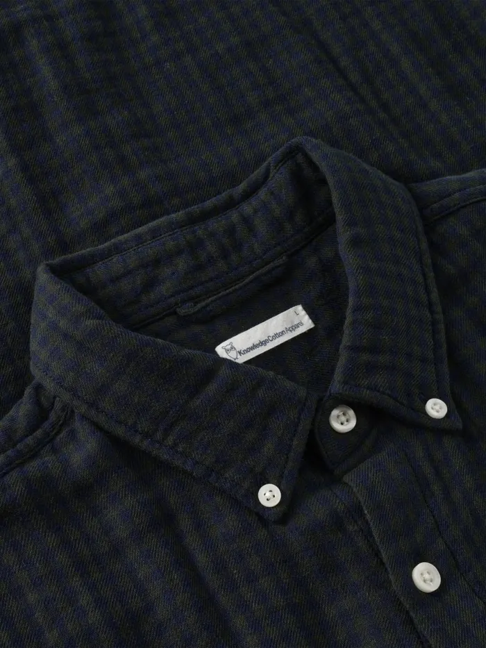 KnowledgeCotton Apparel Shirts Regular Fit Double Layer Checkered Shirt Green Check 8211 Men KnowledgeCotton Apparel Shirts Regular Fit Double Layer Checkered Shirt Green Check 8211 Men