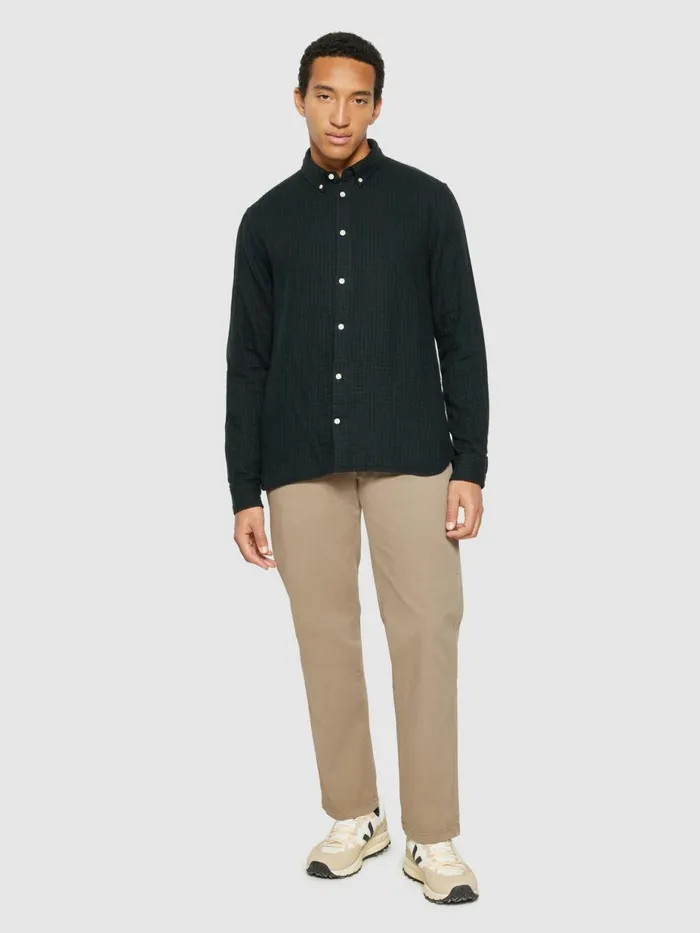 KnowledgeCotton Apparel Shirts Regular Fit Double Layer Checkered Shirt Green Check 8211 Men KnowledgeCotton Apparel Shirts Regular Fit Double Layer Checkered Shirt Green Check 8211 Men