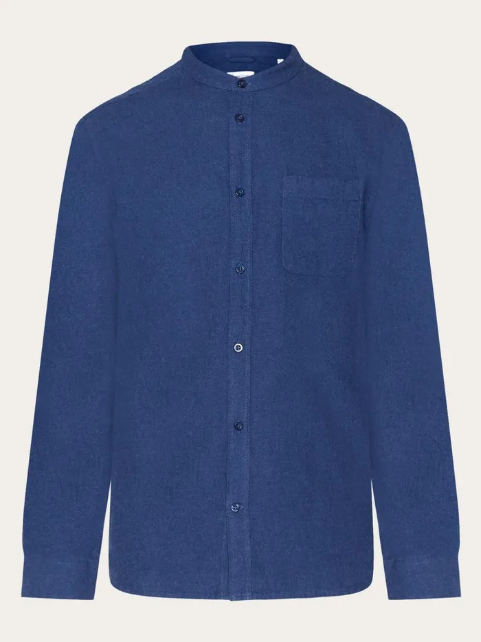 KnowledgeCotton Apparel Shirts Regular Fit Melang Flannel Stand Collar Shirt Estate Blue 8211 Men KnowledgeCotton Apparel Shirts Regular Fit Melang Flannel Stand Collar Shirt Estate Blue 8211 Men