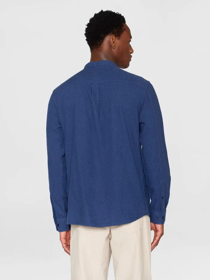KnowledgeCotton Apparel Shirts Regular Fit Melang Flannel Stand Collar Shirt Estate Blue 8211 Men KnowledgeCotton Apparel Shirts Regular Fit Melang Flannel Stand Collar Shirt Estate Blue 8211 Men