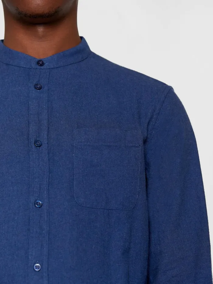 KnowledgeCotton Apparel Shirts Regular Fit Melang Flannel Stand Collar Shirt Estate Blue 8211 Men KnowledgeCotton Apparel Shirts Regular Fit Melang Flannel Stand Collar Shirt Estate Blue 8211 Men