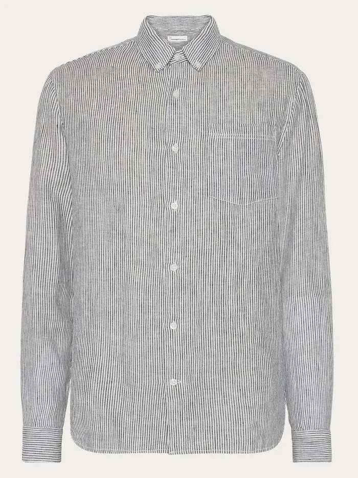 KnowledgeCotton Apparel Shirts Regular Striped Linen Shirt Gotsvegan 8211 Men KnowledgeCotton Apparel Shirts Regular Striped Linen Shirt Gotsvegan 8211 Men