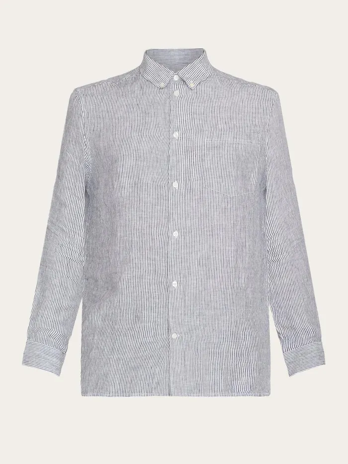 KnowledgeCotton Apparel Shirts Regular Striped Linen Shirt Gotsvegan 8211 Men KnowledgeCotton Apparel Shirts Regular Striped Linen Shirt Gotsvegan 8211 Men