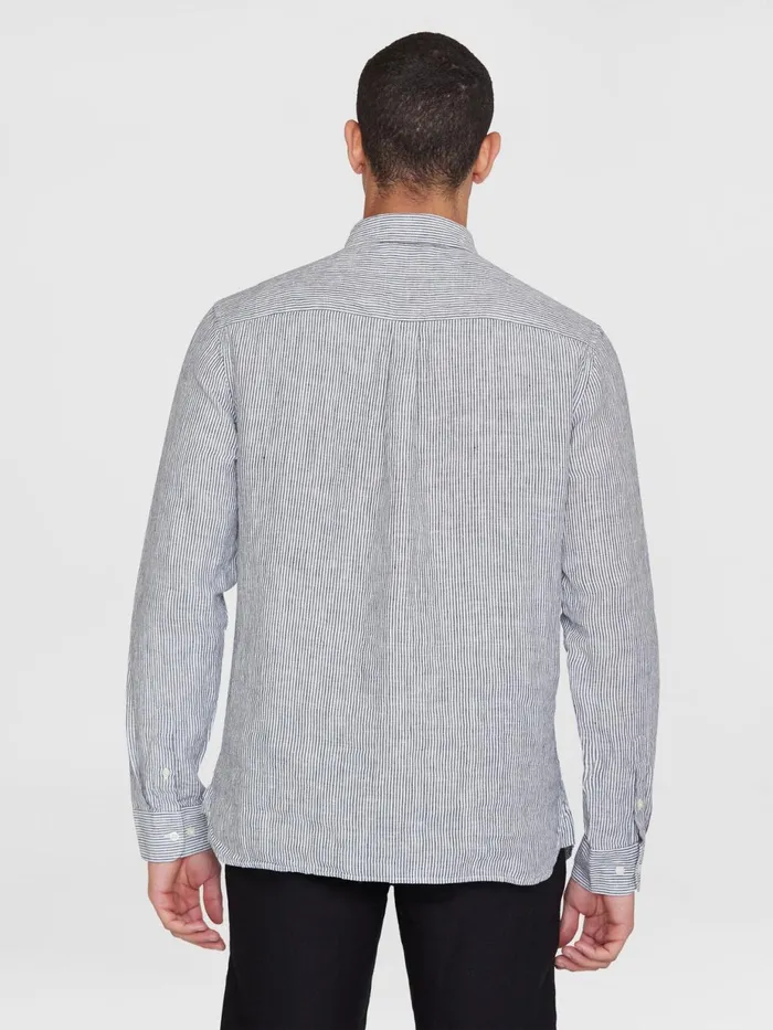 KnowledgeCotton Apparel Shirts Regular Striped Linen Shirt Gotsvegan 8211 Men KnowledgeCotton Apparel Shirts Regular Striped Linen Shirt Gotsvegan 8211 Men