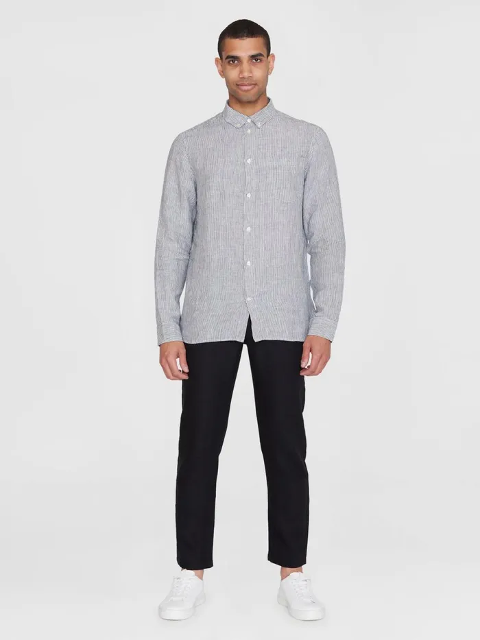 KnowledgeCotton Apparel Shirts Regular Striped Linen Shirt Gotsvegan 8211 Men KnowledgeCotton Apparel Shirts Regular Striped Linen Shirt Gotsvegan 8211 Men