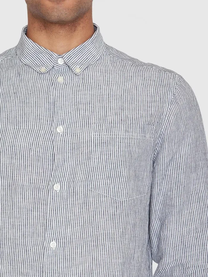 KnowledgeCotton Apparel Shirts Regular Striped Linen Shirt Gotsvegan 8211 Men KnowledgeCotton Apparel Shirts Regular Striped Linen Shirt Gotsvegan 8211 Men