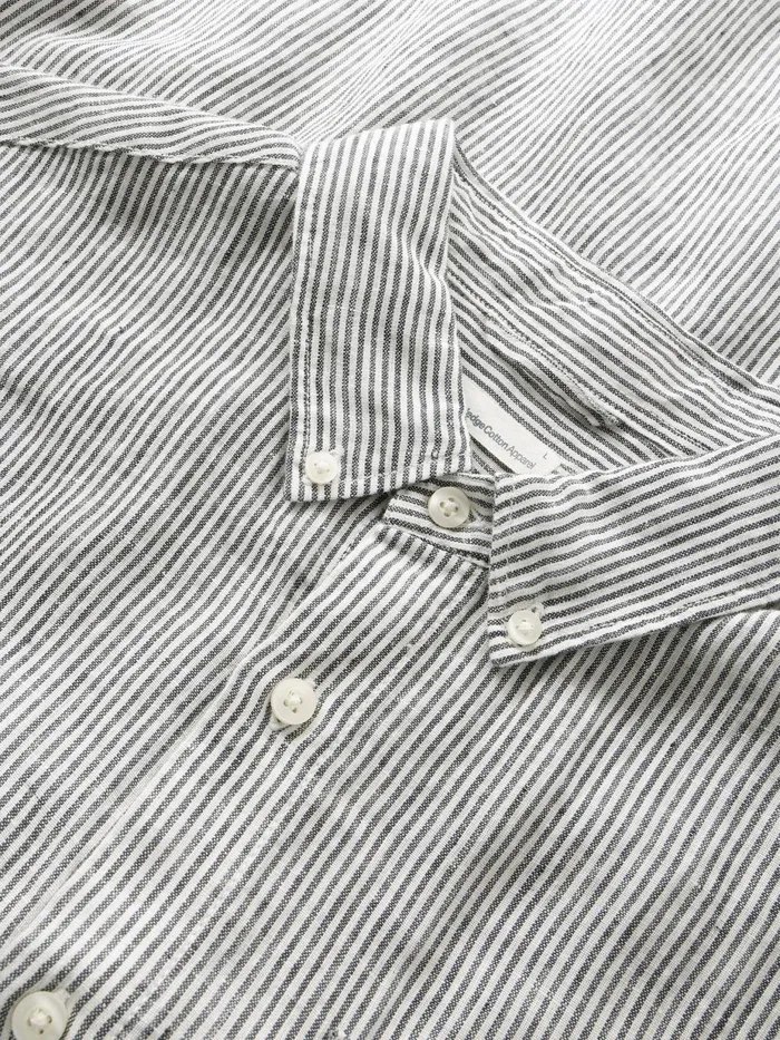 KnowledgeCotton Apparel Shirts Regular Striped Linen Shirt Gotsvegan 8211 Men KnowledgeCotton Apparel Shirts Regular Striped Linen Shirt Gotsvegan 8211 Men