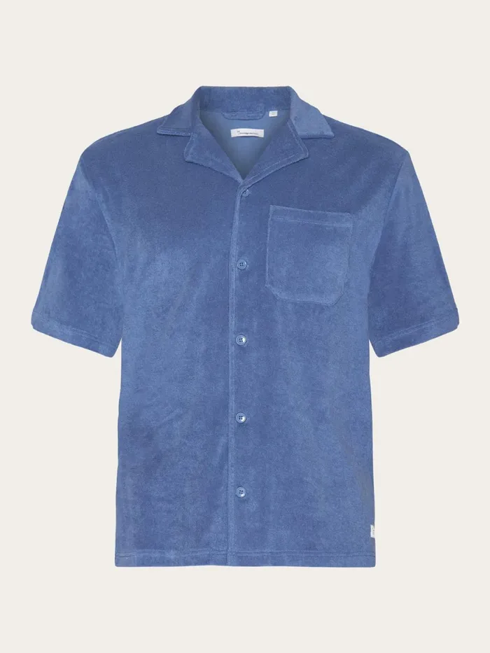 KnowledgeCotton Apparel Shirts Terry Loose Short Sleeve Shirt Moonlight Blue 8211 Men
