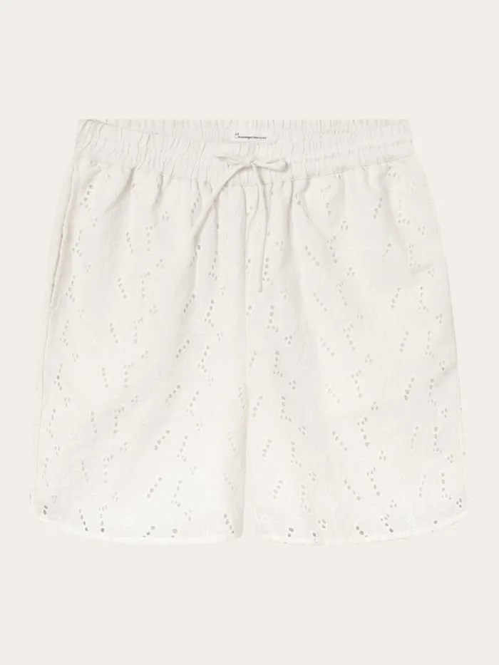 KnowledgeCotton Apparel Shorts Embroidery Anglaise Shorts Egret 8211 Women