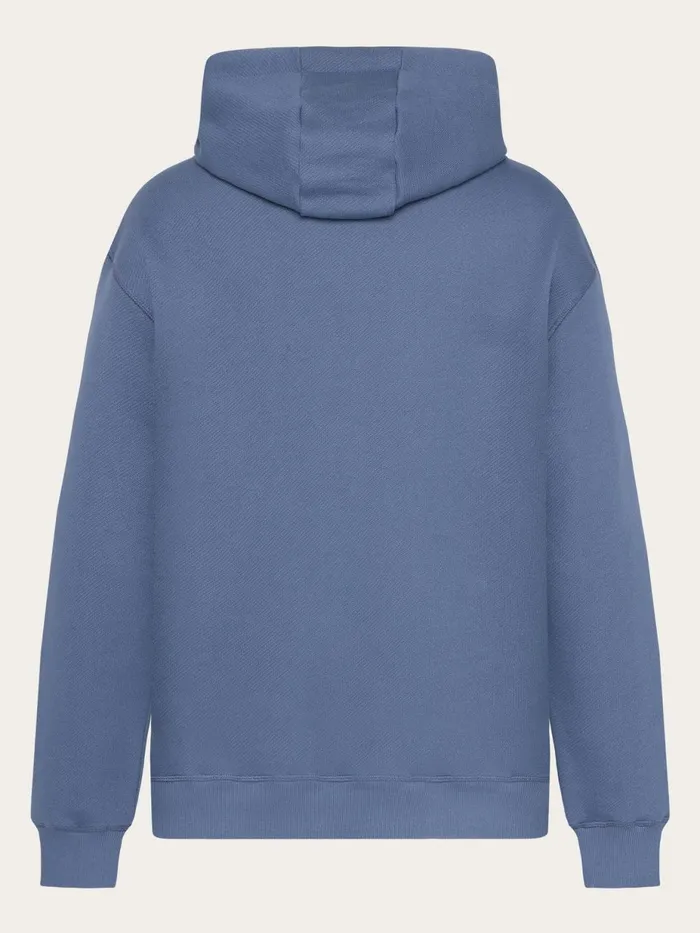 KnowledgeCotton Apparel Sweatshirts Loose Fit Hood Kangaroo Pocket Sweat With Embroidery At Chest Vintage Indigo 8211 Men KnowledgeCotton Apparel Sweatshirts Loose Fit Hood Kangaroo Pocket Sweat With Embroidery At Chest Vintage Indigo 8211 Men