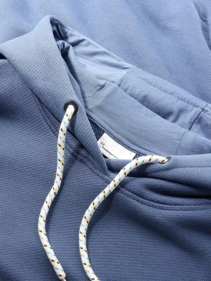 KnowledgeCotton Apparel Sweatshirts Loose Fit Hood Kangaroo Pocket Sweat With Embroidery At Chest Vintage Indigo 8211 Men KnowledgeCotton Apparel Sweatshirts Loose Fit Hood Kangaroo Pocket Sweat With Embroidery At Chest Vintage Indigo 8211 Men