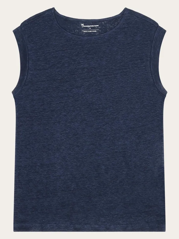 KnowledgeCotton Apparel TShirts And Tops Loose Fold Up Linen Tshirt Total Eclipse 8211 Women KnowledgeCotton Apparel TShirts And Tops Loose Fold Up Linen Tshirt Total Eclipse 8211 Women