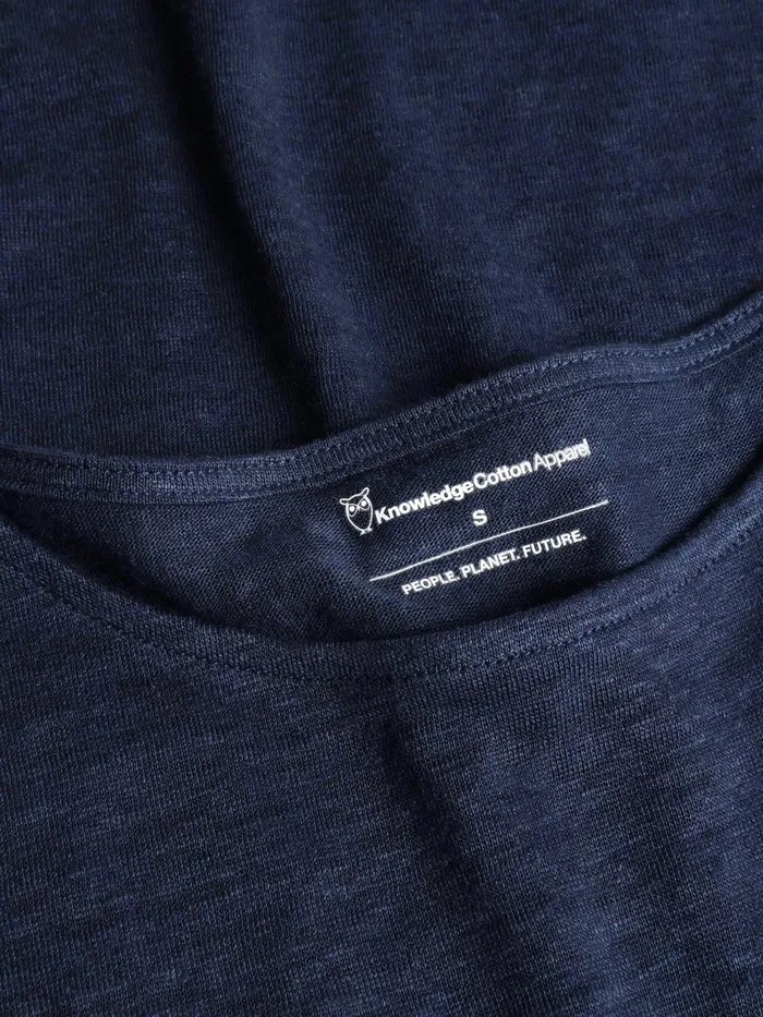 KnowledgeCotton Apparel TShirts And Tops Loose Fold Up Linen Tshirt Total Eclipse 8211 Women KnowledgeCotton Apparel TShirts And Tops Loose Fold Up Linen Tshirt Total Eclipse 8211 Women