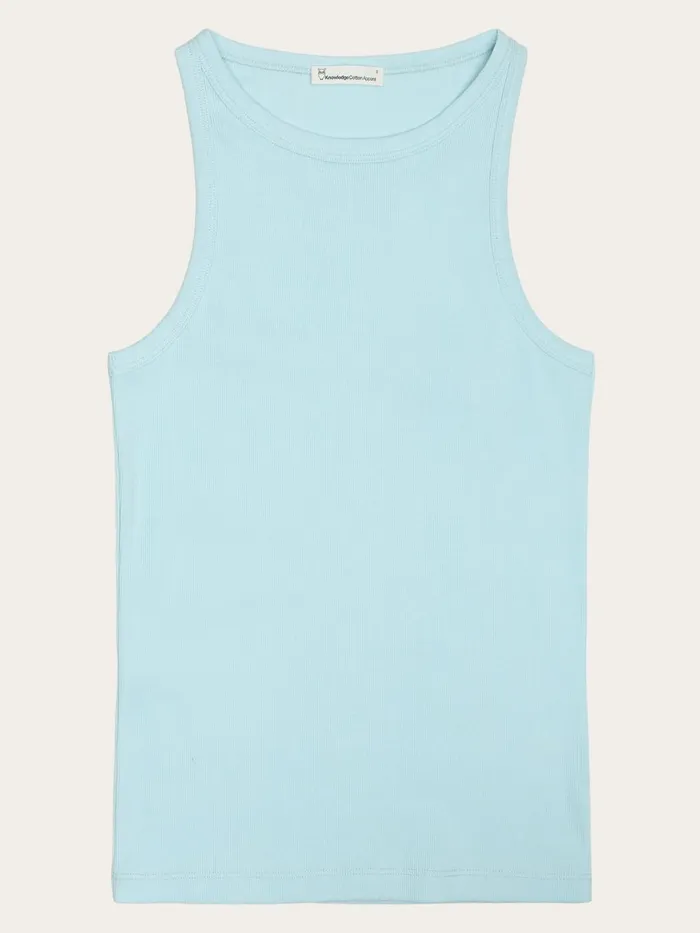 KnowledgeCotton Apparel TShirts And Tops Racer Rib Top Aquaesque 8211 Women