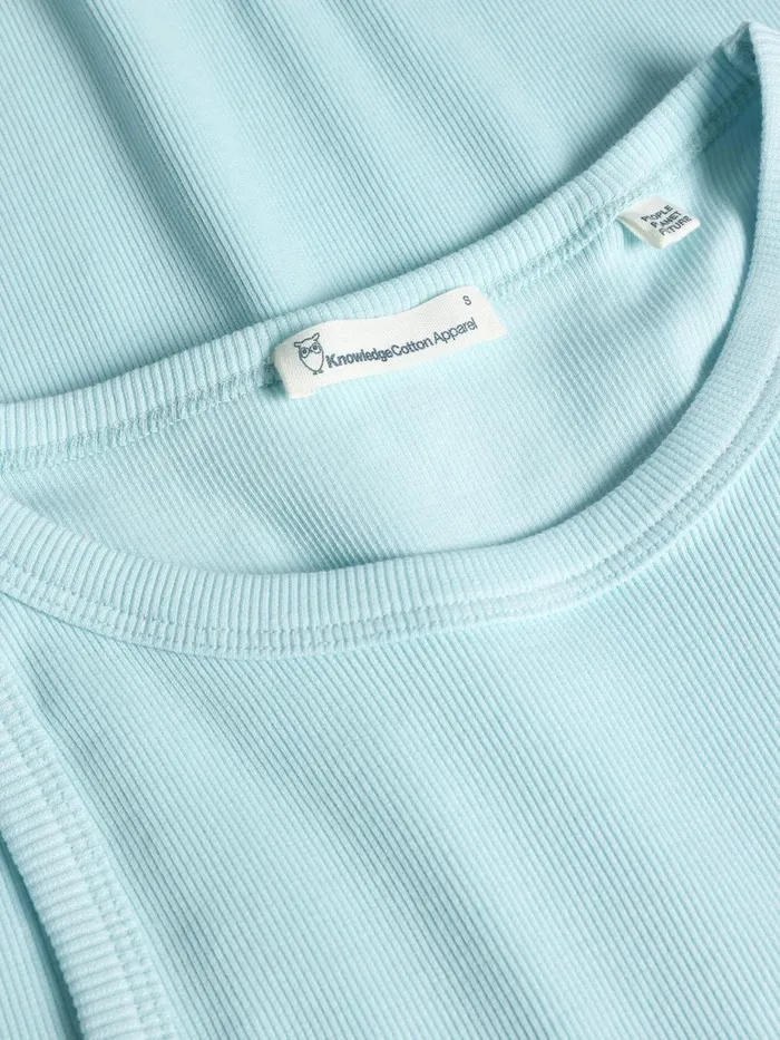 KnowledgeCotton Apparel TShirts And Tops Racer Rib Top Aquaesque 8211 Women
