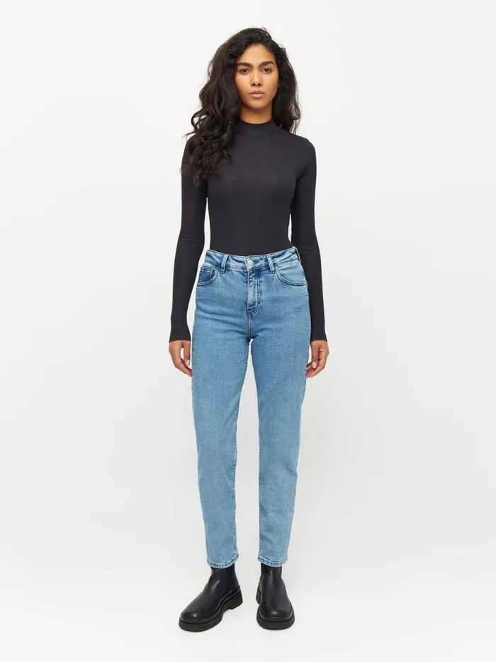 KnowledgeCotton Apparel TShirts And Tops Rib High Neck Long Sleeve Black Jet 8211 Women KnowledgeCotton Apparel TShirts And Tops Rib High Neck Long Sleeve Black Jet 8211 Women
