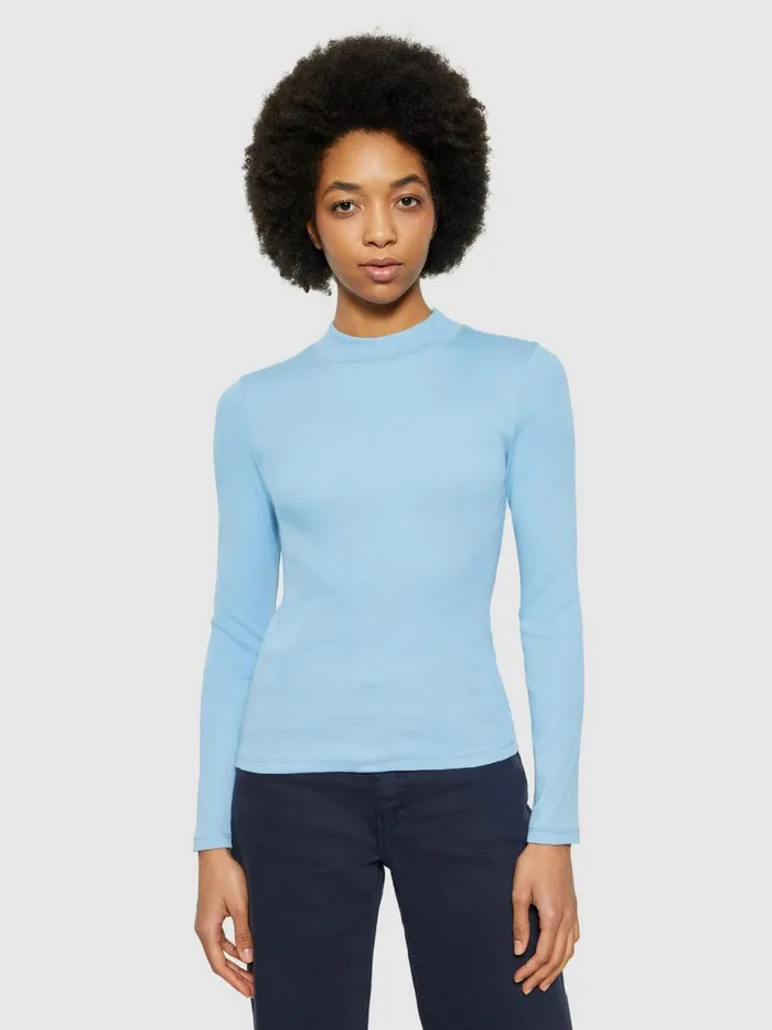 KnowledgeCotton Apparel TShirts And Tops Rib High Neck LS Glacier Lake 8211 Women