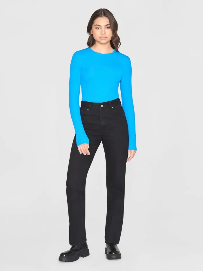 KnowledgeCotton Apparel TShirts And Tops Rib Scoop Neck Long Sleeved Malibu Blue 8211 Women KnowledgeCotton Apparel TShirts And Tops Rib Scoop Neck Long Sleeved Malibu Blue 8211 Women