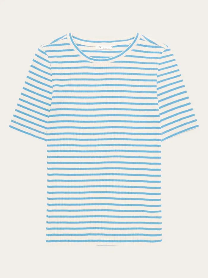 KnowledgeCotton Apparel TShirts And Tops Striped Rib Tshirt Blue Stripe 8211 Women KnowledgeCotton Apparel TShirts And Tops Striped Rib Tshirt Blue Stripe 8211 Women