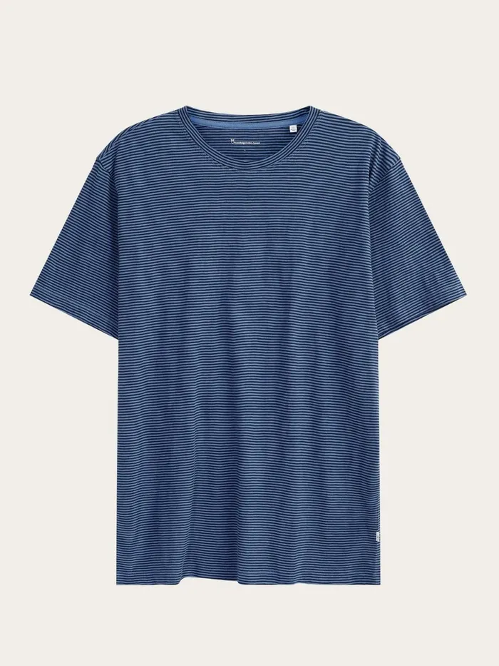 KnowledgeCotton Apparel TShirts Narrow Striped Slub Tshirt Blue Stripe 8211 Men KnowledgeCotton Apparel TShirts Narrow Striped Slub Tshirt Blue Stripe 8211 Men