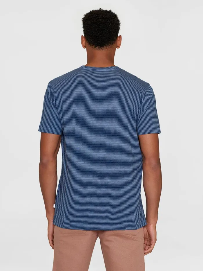 KnowledgeCotton Apparel TShirts Narrow Striped Slub Tshirt Blue Stripe 8211 Men KnowledgeCotton Apparel TShirts Narrow Striped Slub Tshirt Blue Stripe 8211 Men