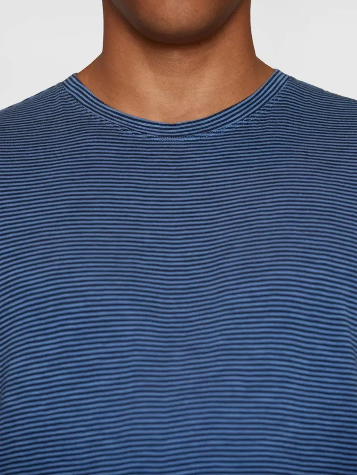 KnowledgeCotton Apparel TShirts Narrow Striped Slub Tshirt Blue Stripe 8211 Men KnowledgeCotton Apparel TShirts Narrow Striped Slub Tshirt Blue Stripe 8211 Men