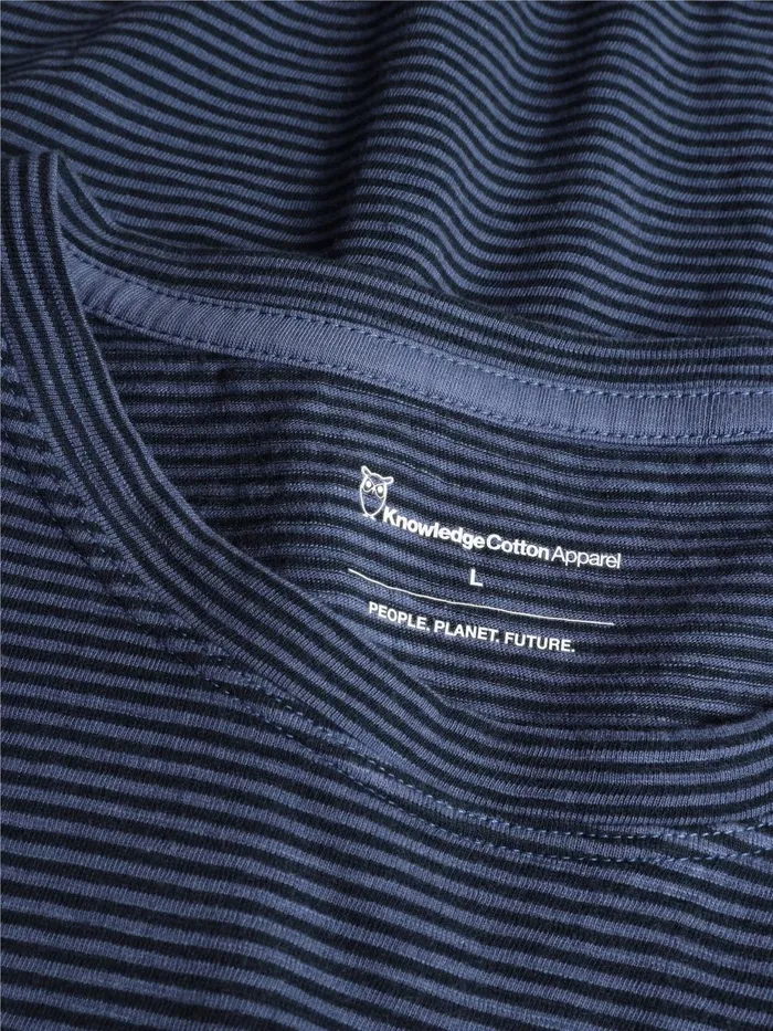 KnowledgeCotton Apparel TShirts Narrow Striped Slub Tshirt Navy 8211 Men KnowledgeCotton Apparel TShirts Narrow Striped Slub Tshirt Navy 8211 Men