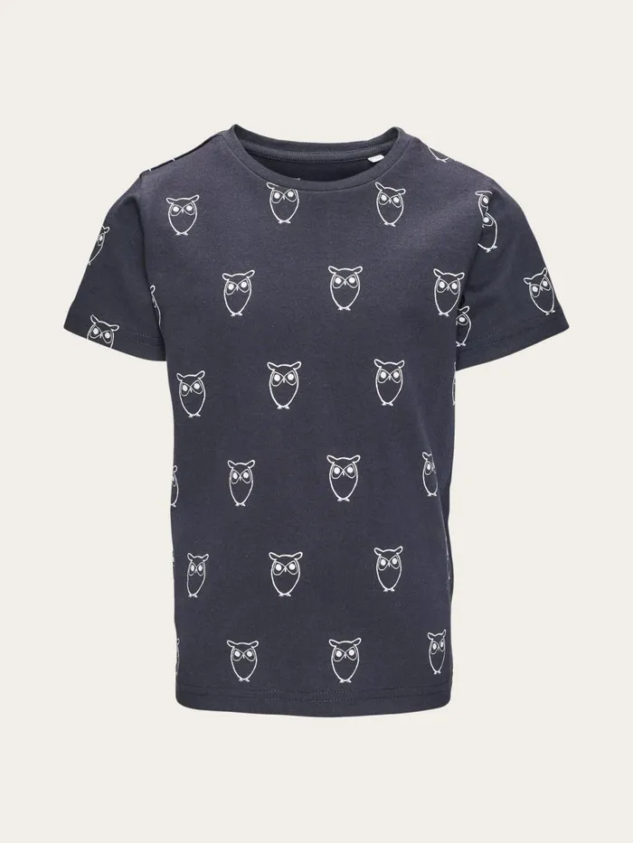 KnowledgeCotton Apparel TShirts Owl AOP Tshirt Total Eclipse 8211 Kids