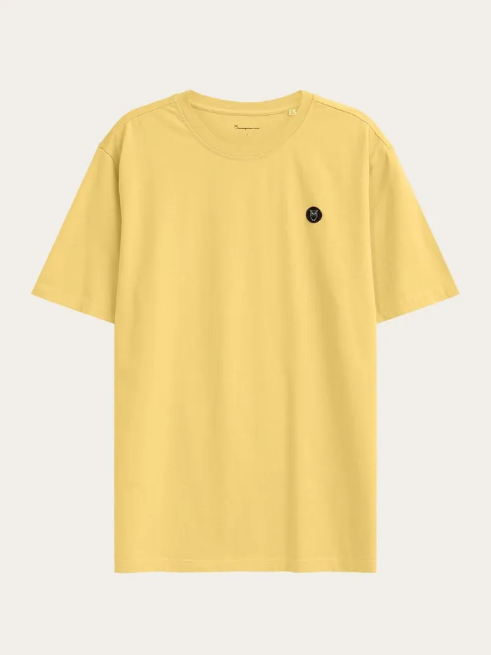 KnowledgeCotton Apparel TShirts Regular Fit Badge Tshirt Misted Yellow 8211 Men KnowledgeCotton Apparel TShirts Regular Fit Badge Tshirt Misted Yellow 8211 Men