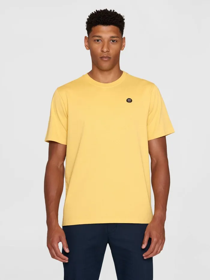 KnowledgeCotton Apparel TShirts Regular Fit Badge Tshirt Misted Yellow 8211 Men KnowledgeCotton Apparel TShirts Regular Fit Badge Tshirt Misted Yellow 8211 Men