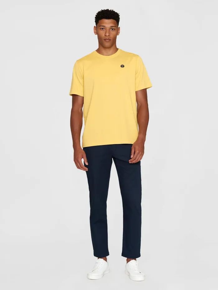 KnowledgeCotton Apparel TShirts Regular Fit Badge Tshirt Misted Yellow 8211 Men KnowledgeCotton Apparel TShirts Regular Fit Badge Tshirt Misted Yellow 8211 Men