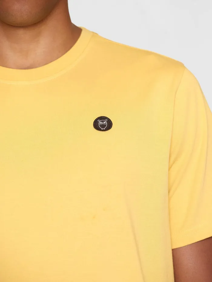 KnowledgeCotton Apparel TShirts Regular Fit Badge Tshirt Misted Yellow 8211 Men KnowledgeCotton Apparel TShirts Regular Fit Badge Tshirt Misted Yellow 8211 Men