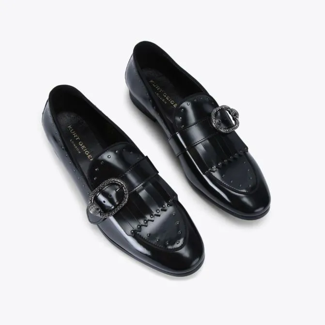 Kurt Geiger Dress Shoes Albany Buckle Loafer Black 8211 Men