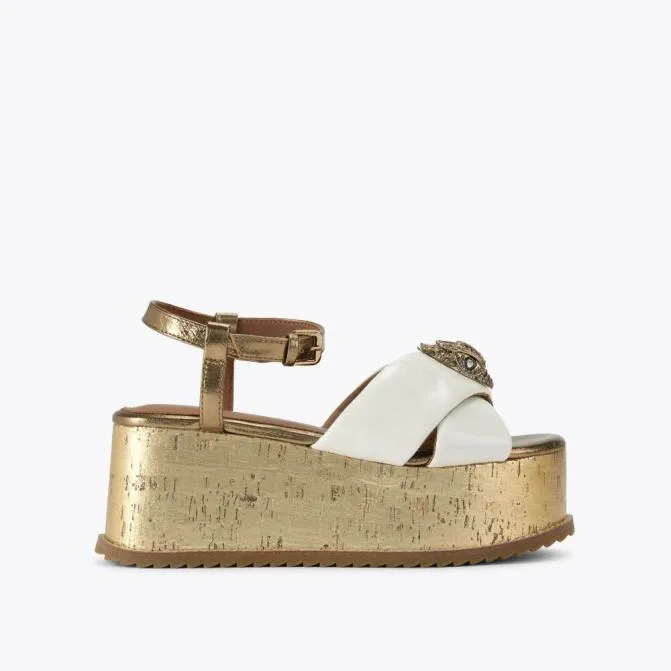 Kurt Geiger Sandals Orson Cross Flatform Sandal Bone Combination 8211 Women
