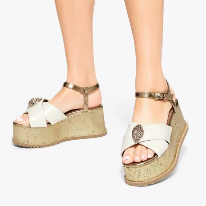 Kurt Geiger Sandals Orson Cross Flatform Sandal Bone Combination 8211 Women