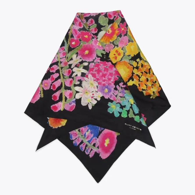 Kurt Geiger Scarves and Gloves Large Square Scarf Black Green 8211 Women
