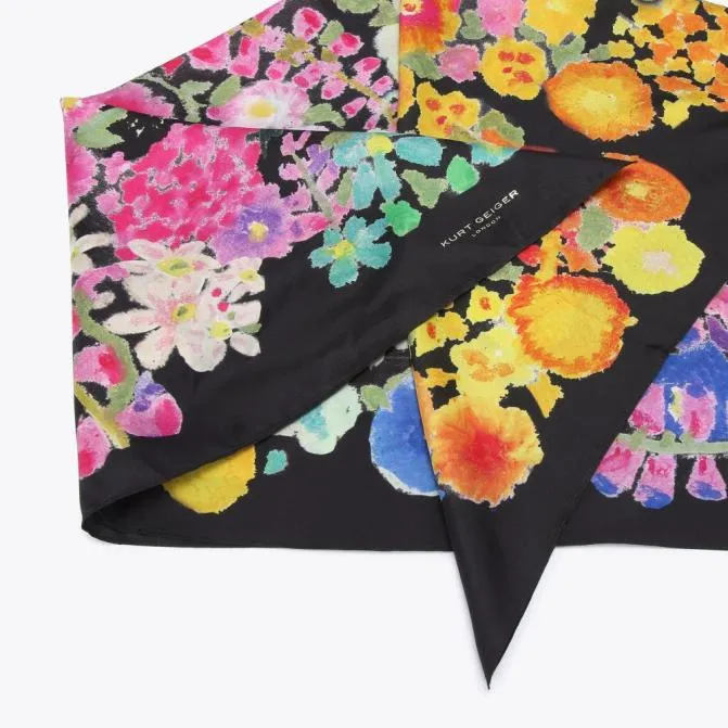 Kurt Geiger Scarves and Gloves Large Square Scarf Black Green 8211 Women