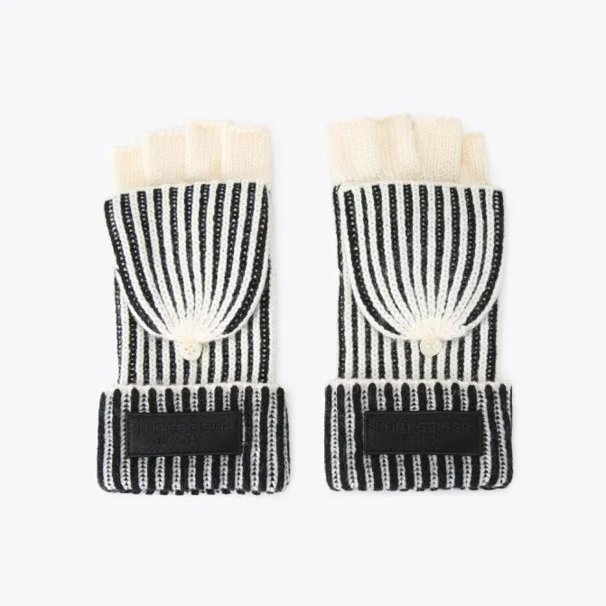 Kurt Geiger Scarves and Gloves Marled Mittens Black White 8211 Women