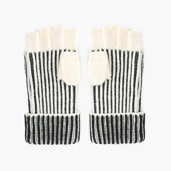 Kurt Geiger Scarves and Gloves Marled Mittens Black White 8211 Women