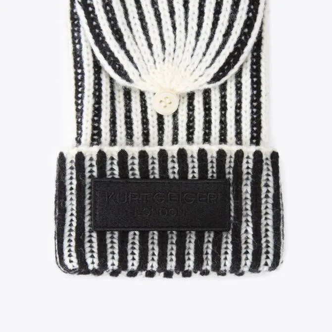 Kurt Geiger Scarves and Gloves Marled Mittens Black White 8211 Women