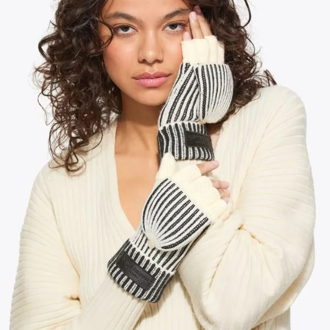 Kurt Geiger Scarves and Gloves Marled Mittens Black White 8211 Women