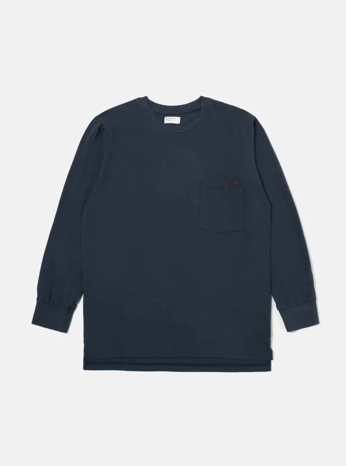LS Tee In Navy Organic Jersey Men Universal Works Tees