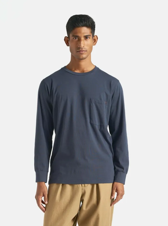 LS Tee In Navy Organic Jersey Men Universal Works Tees