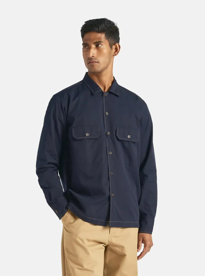 LS Utility Shirt In Navy Military Shirting Men Universal Works Shirts