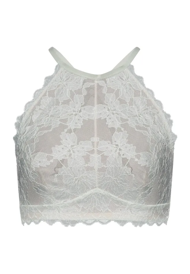 Lace Halter Neck Bralette White Sage Women HANRO Wireless Bras