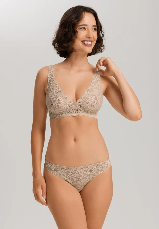 Lace Soft Cup Bra Iced Cappuccino Women HANRO Wireless Bras