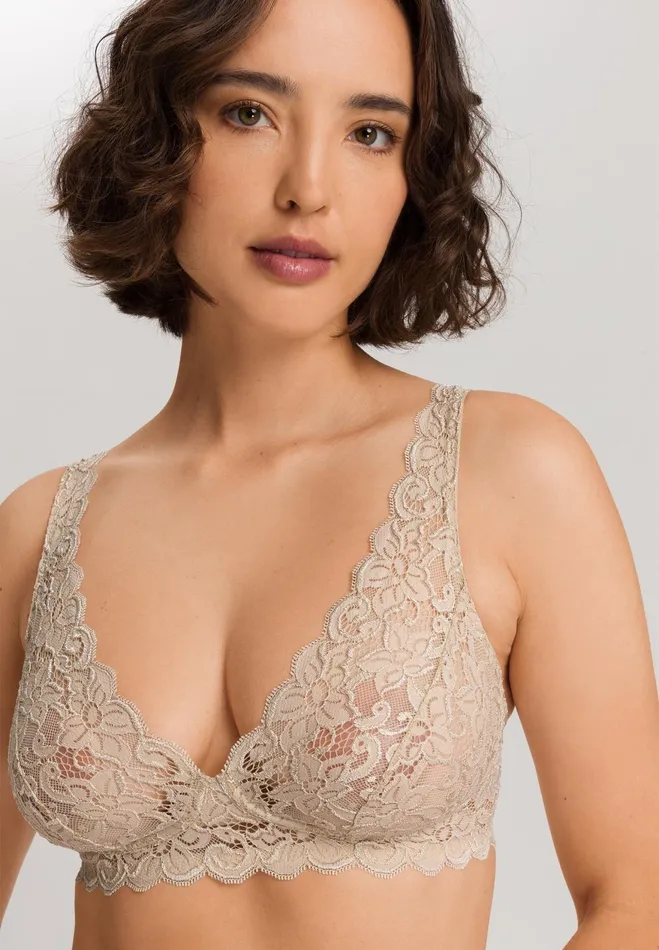 Lace Soft Cup Bra Iced Cappuccino Women HANRO Wireless Bras