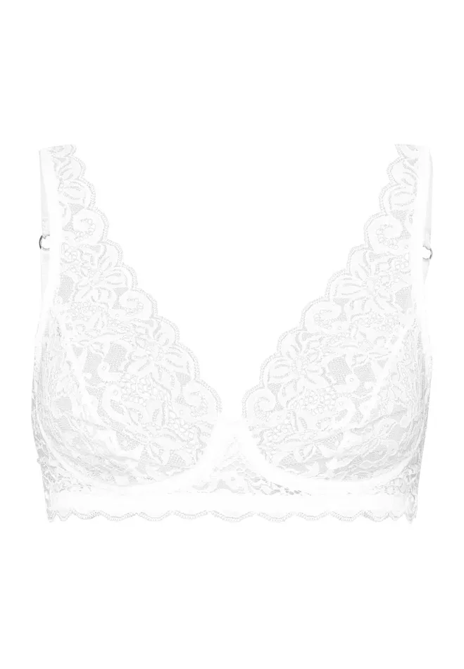 Lace Soft Cup Bra White Women HANRO Wireless Bras