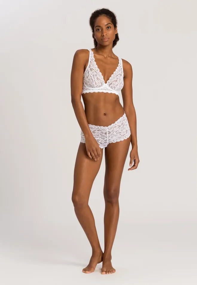 Lace Soft Cup Bra White Women HANRO Wireless Bras